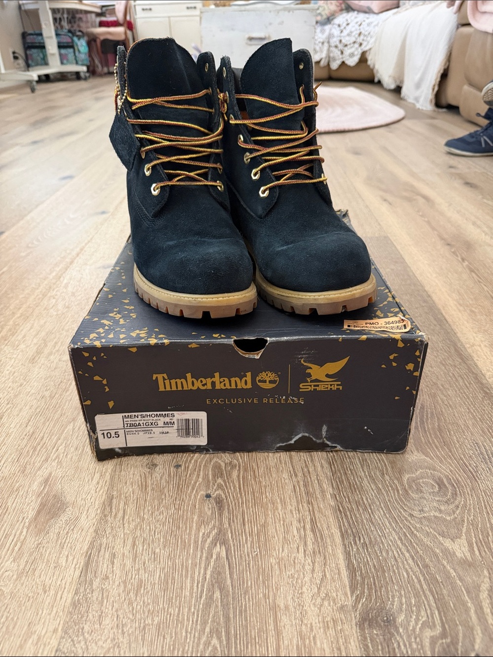 Timberland Black Suede Lace-Up Boots with Tan Soles
